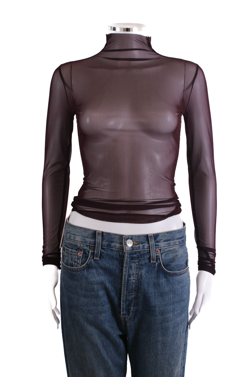 The Frankie Shop L/S Sheer Mesh Top Plum S