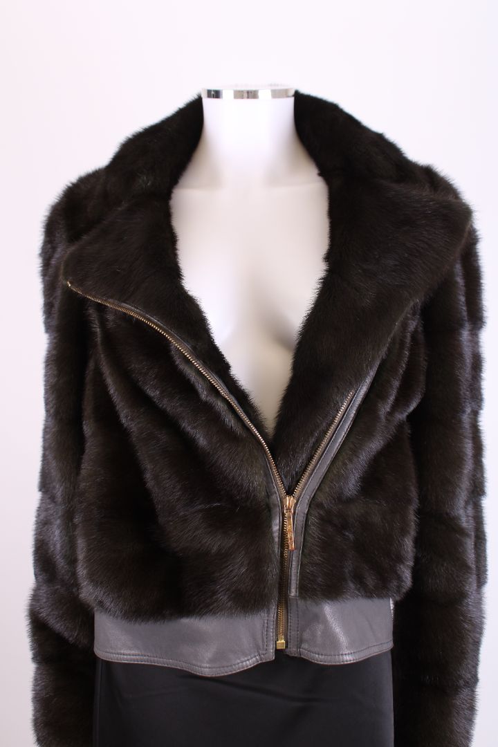 Yves Salomon Mink Bomber Green M