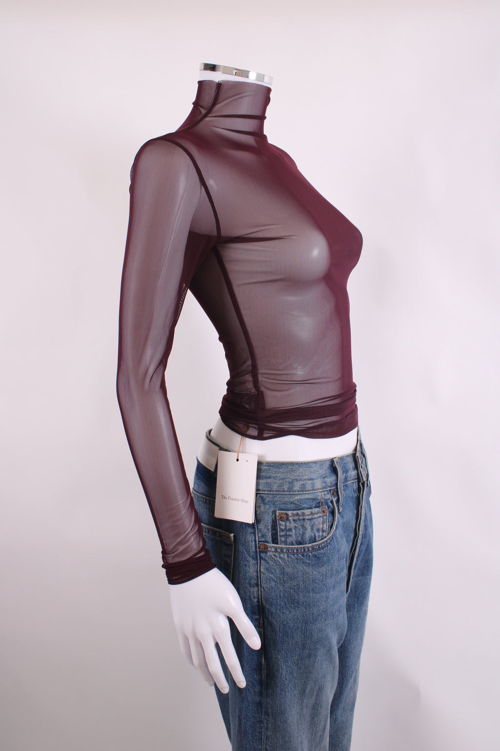 The Frankie Shop L/S Sheer Mesh Top Plum S