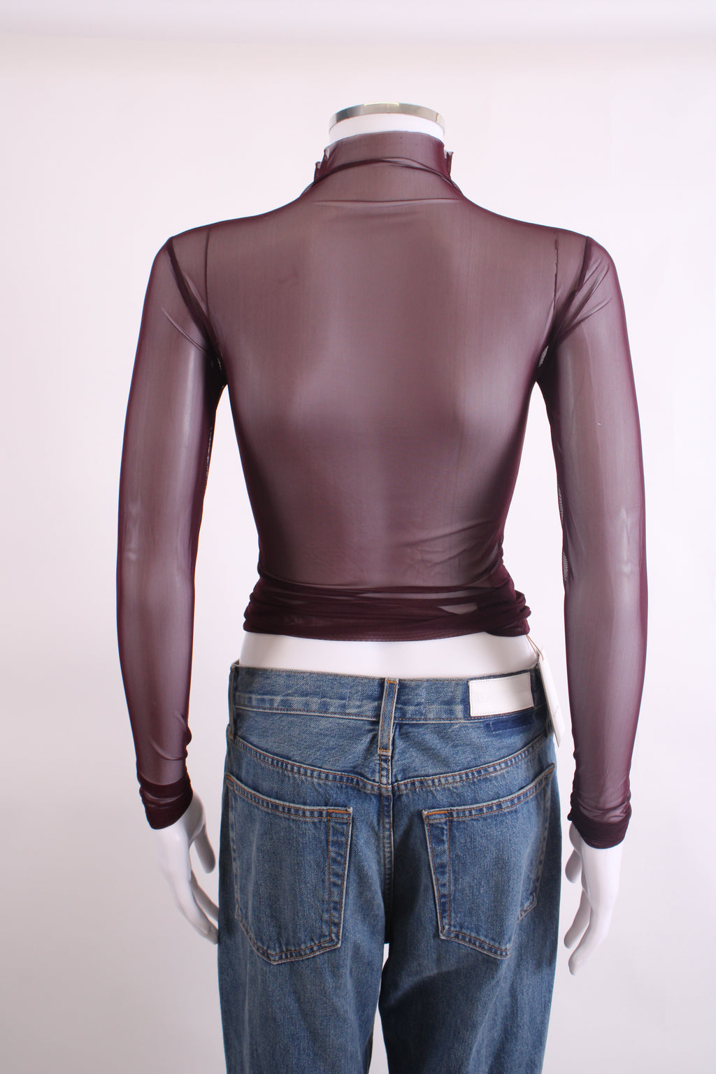 The Frankie Shop L/S Sheer Mesh Top Plum S