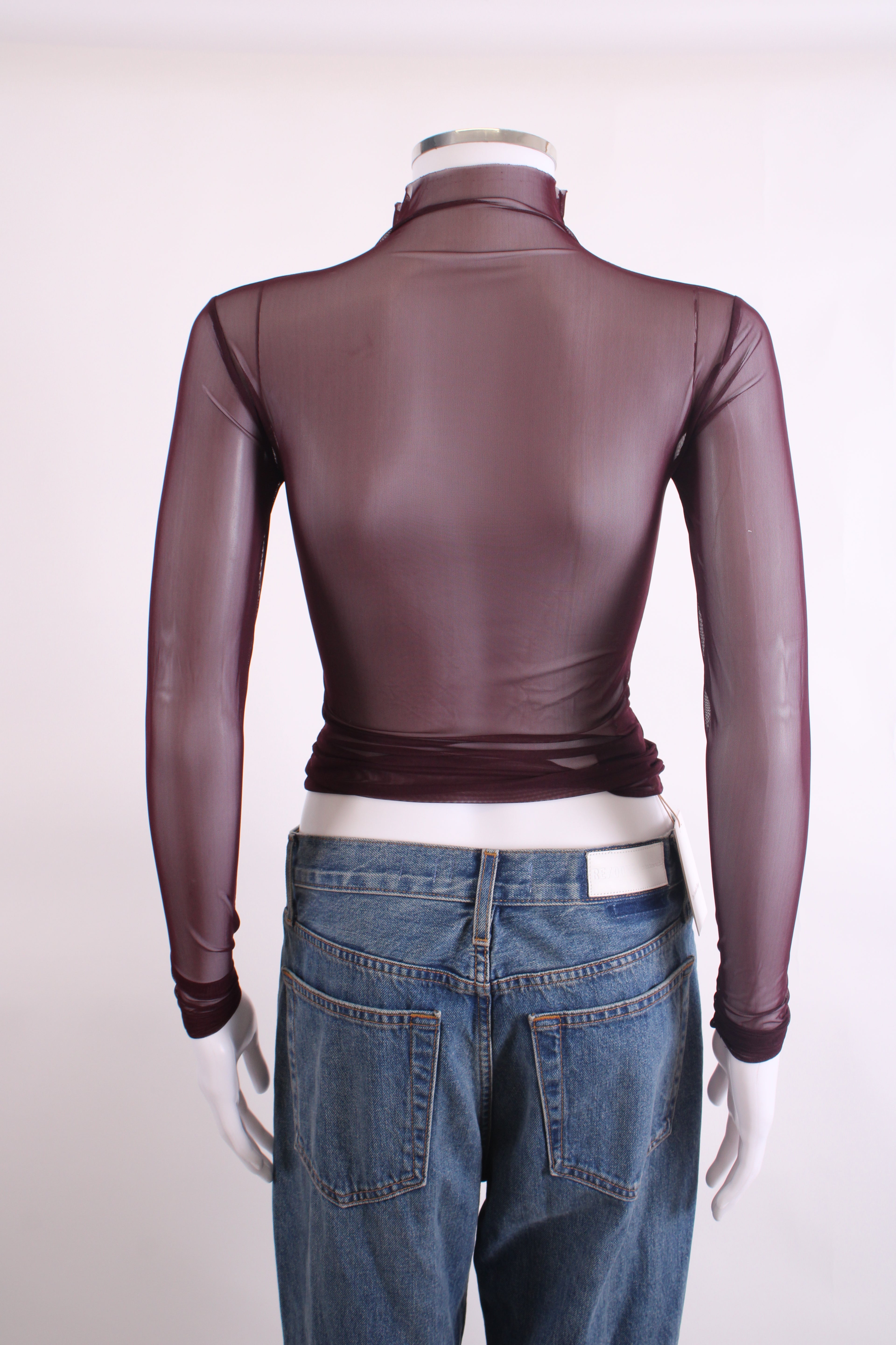 The Frankie Shop L/S Sheer Mesh Top Plum S
