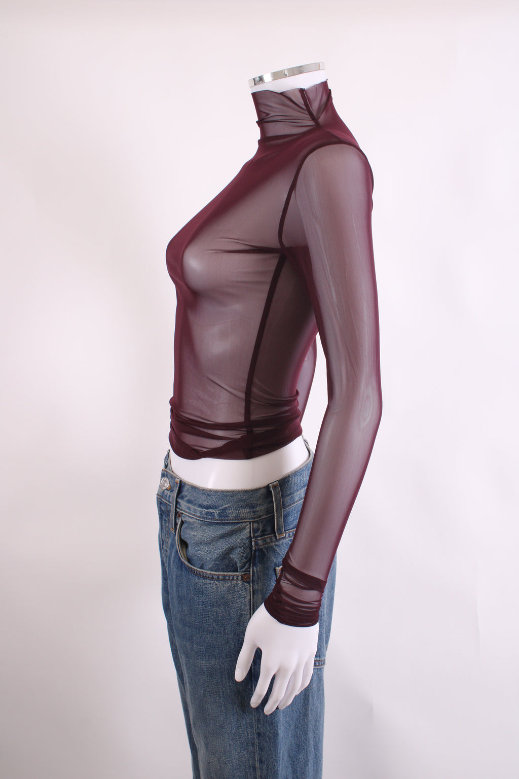 The Frankie Shop L/S Sheer Mesh Top Plum S