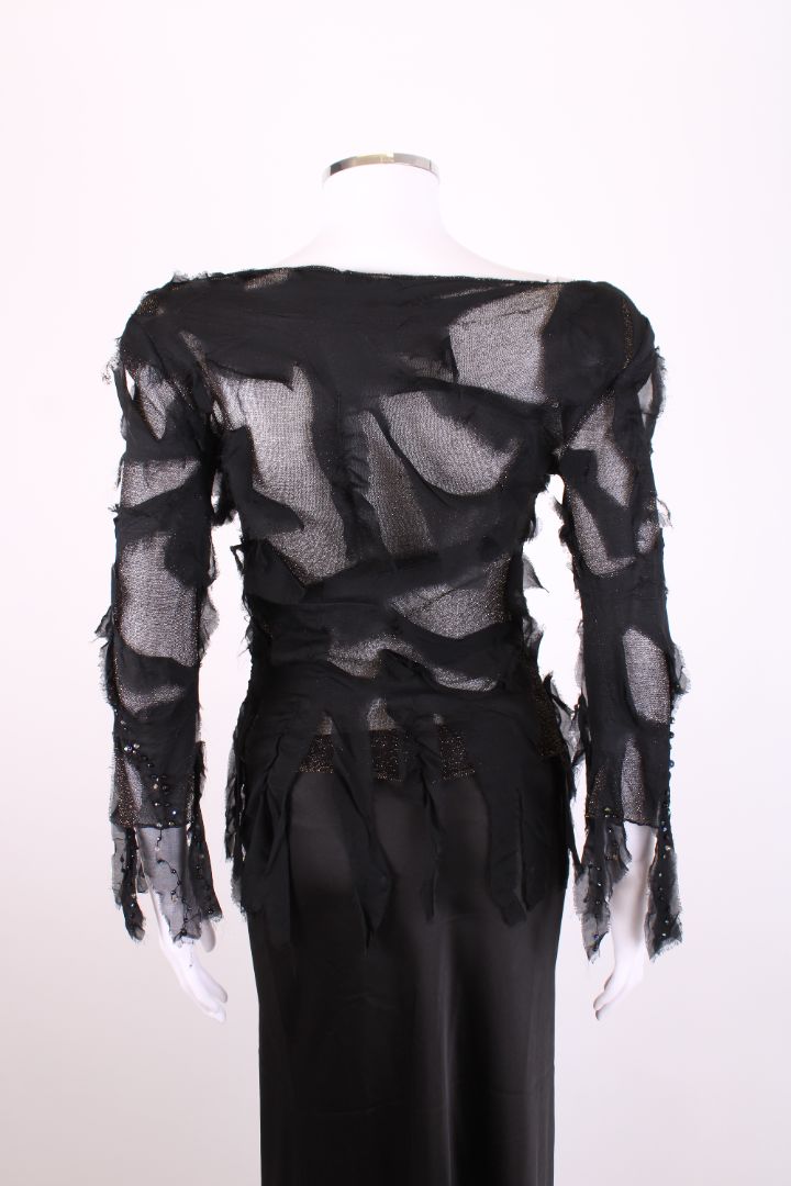 Roberto Cavalli L/S Mesh Ripped Top A/W 2001 Black/ Gold XS