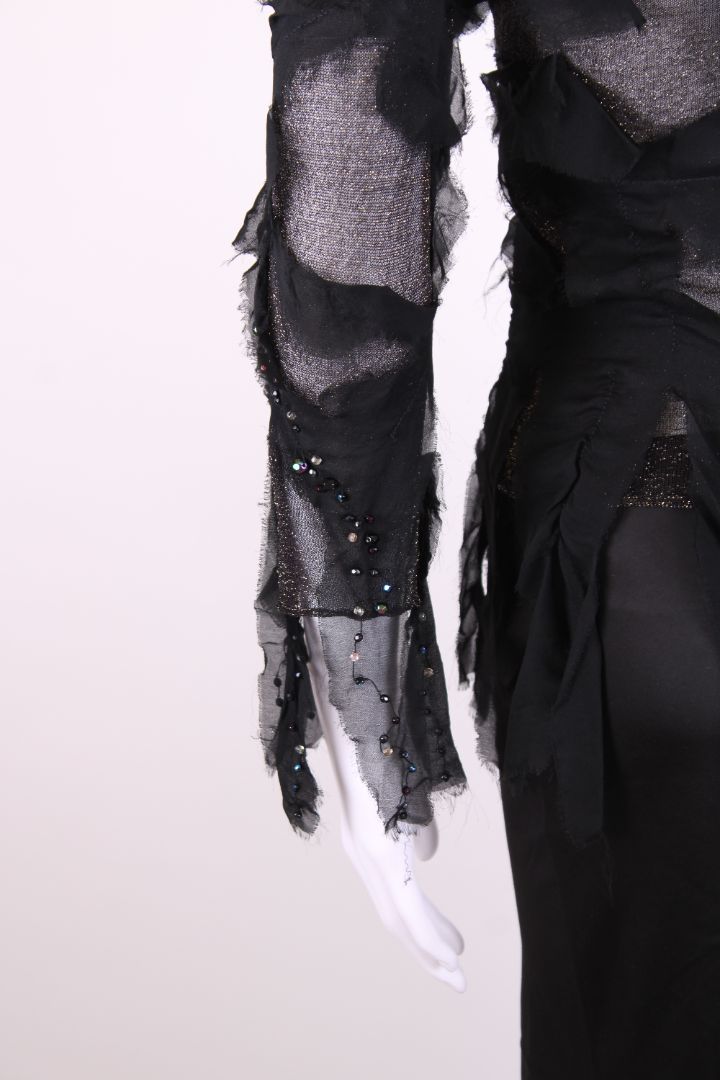 Roberto Cavalli L/S Mesh Ripped Top A/W 2001 Black/ Gold XS