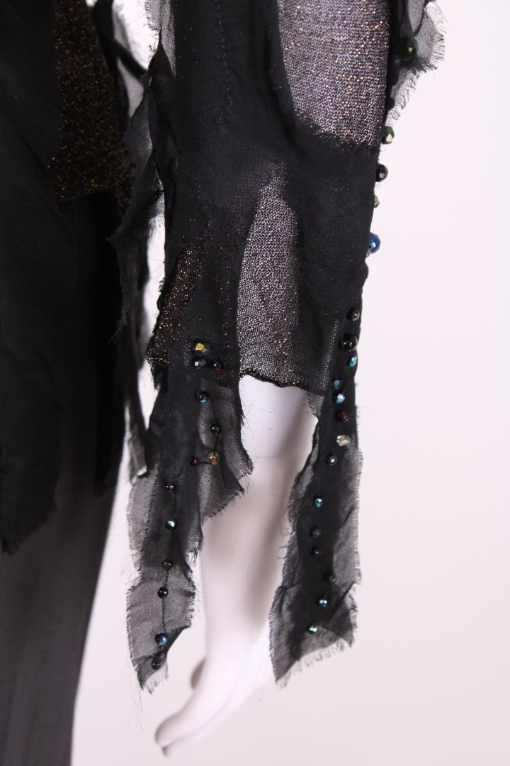 Roberto Cavalli L/S Mesh Ripped Top A/W 2001 Black/ Gold XS