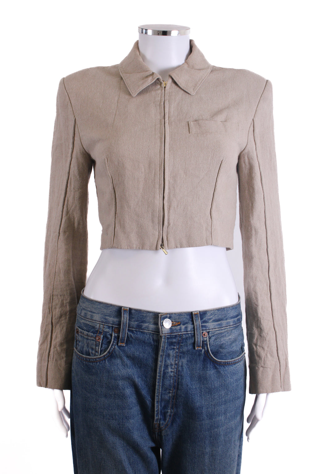 Jacquemus Cropped Blazer Beige 8