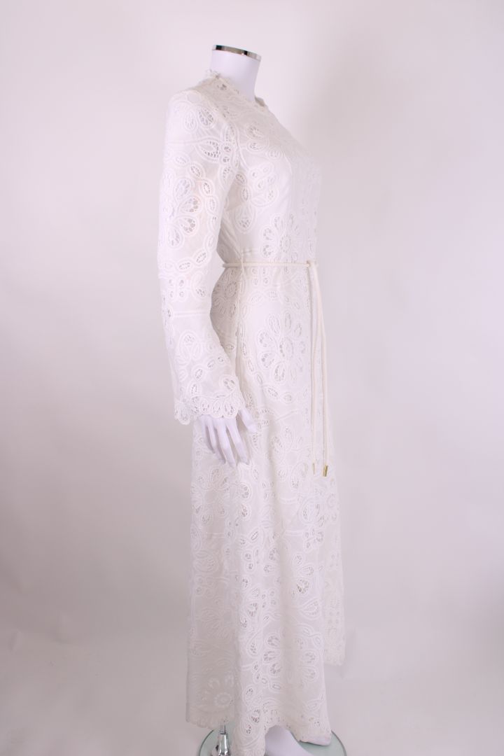 Zimmermann L/S Lace Rope Belt Dress White S