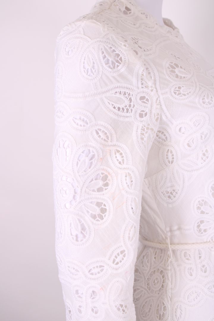 Zimmermann L/S Lace Rope Belt Dress White S