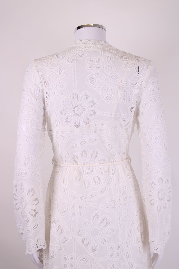 Zimmermann L/S Lace Rope Belt Dress White S