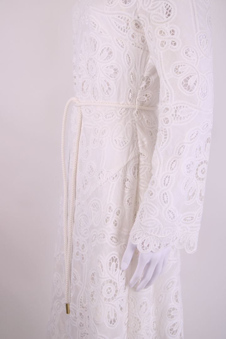 Zimmermann L/S Lace Rope Belt Dress White S