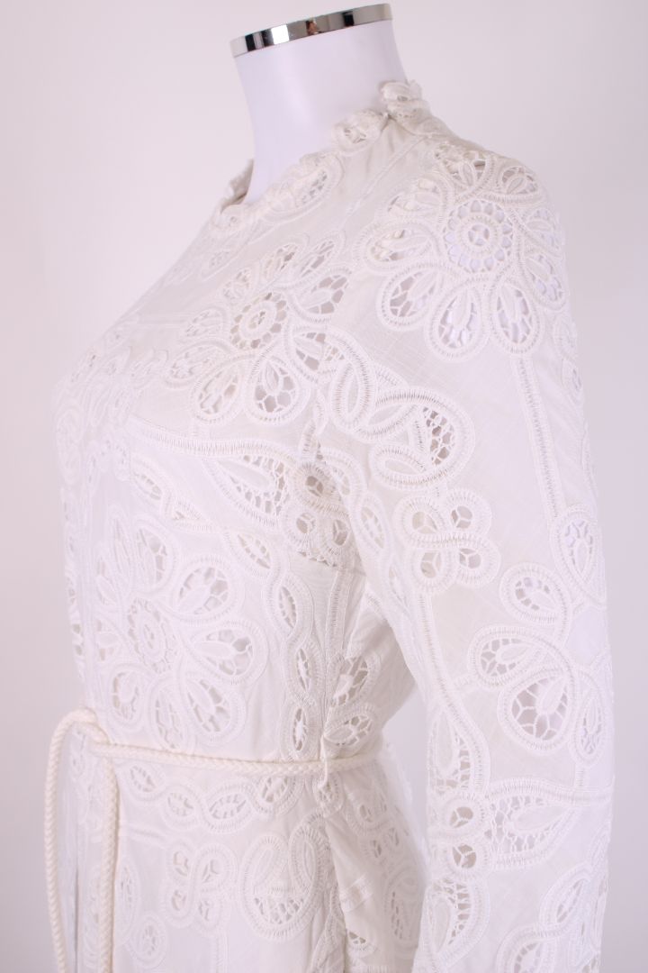 Zimmermann L/S Lace Rope Belt Dress White S