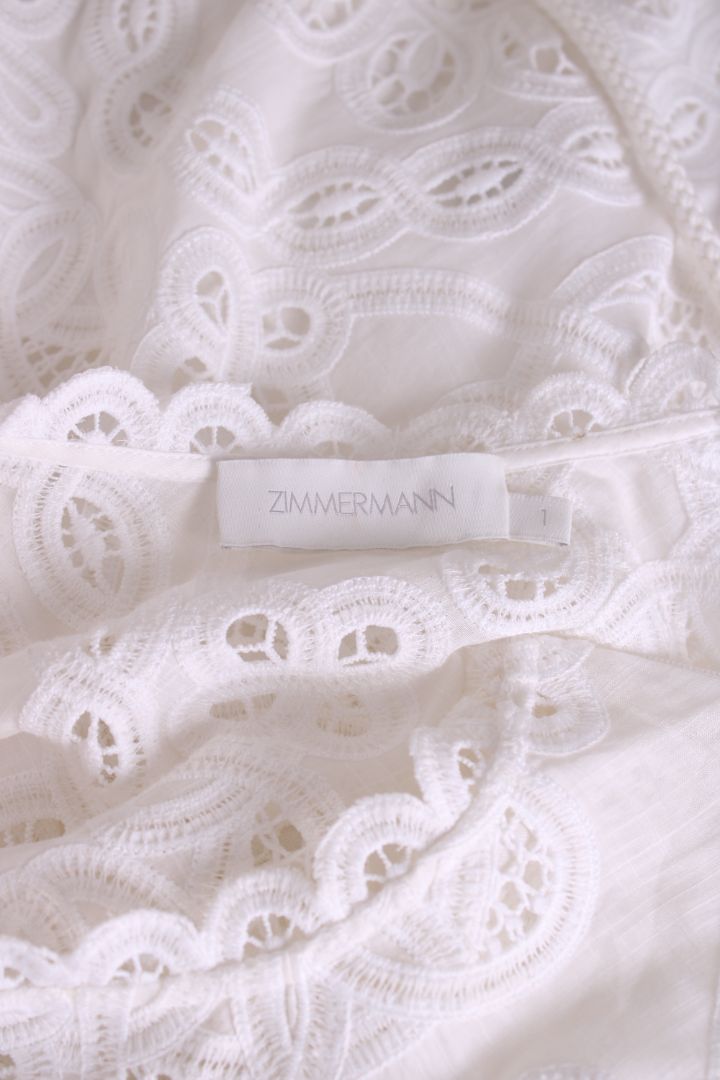 Zimmermann L/S Lace Rope Belt Dress White S