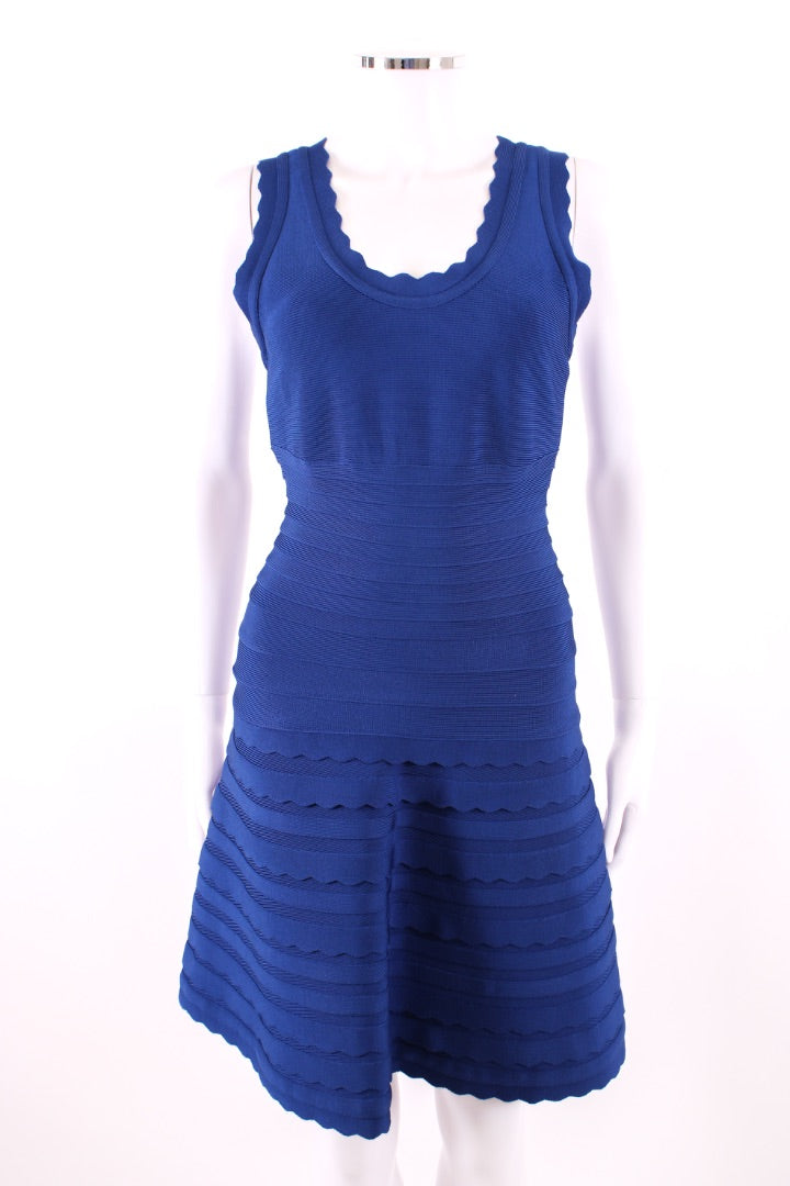 Herve Leger S/S Fit & Flare Bandage Dress Blue S