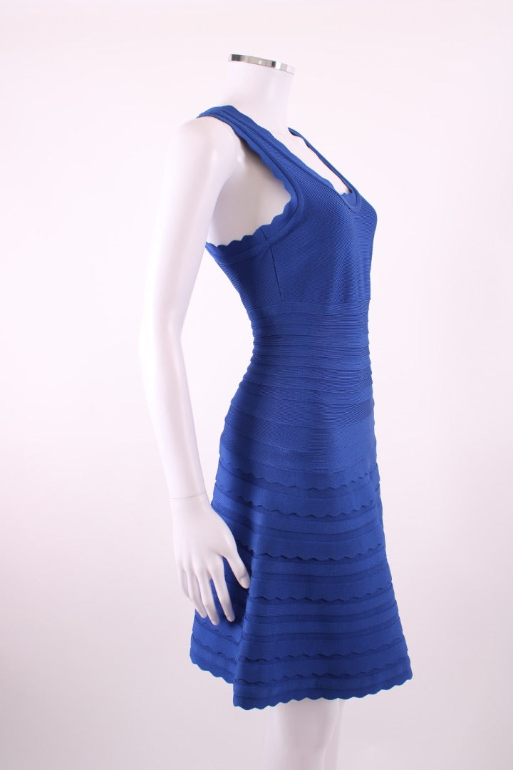 Herve Leger S/S Fit & Flare Bandage Dress Blue S