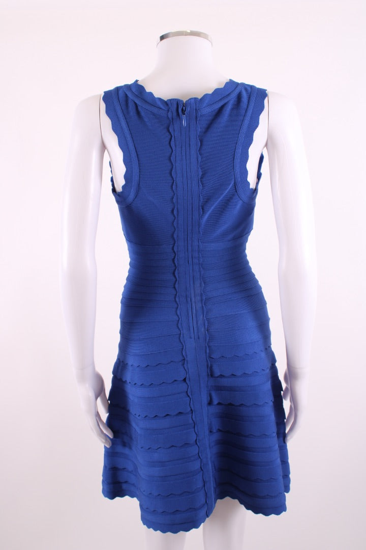Herve Leger S/S Fit & Flare Bandage Dress Blue S