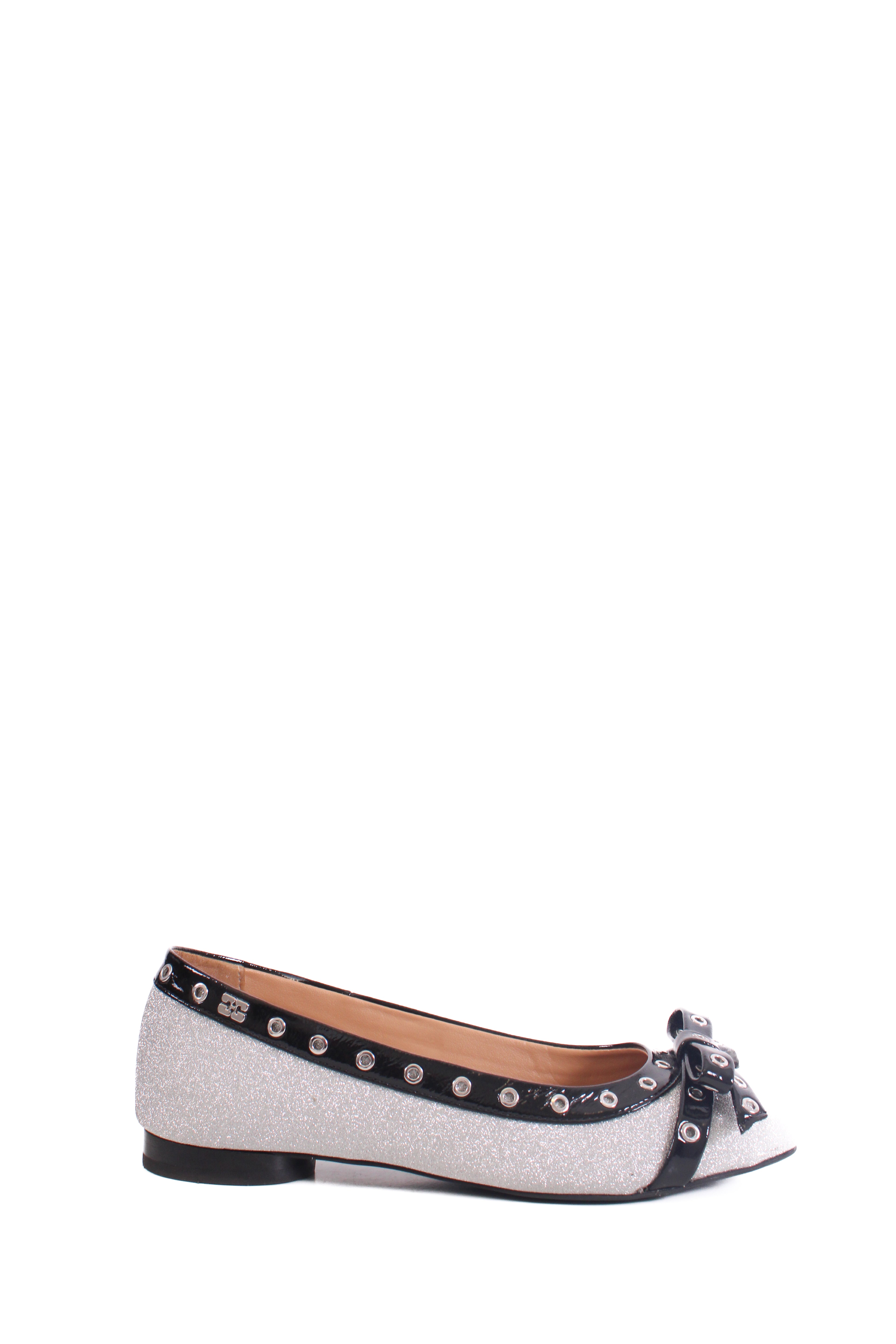 Ganni Glitter Ballet Flats Silver/ Black 38