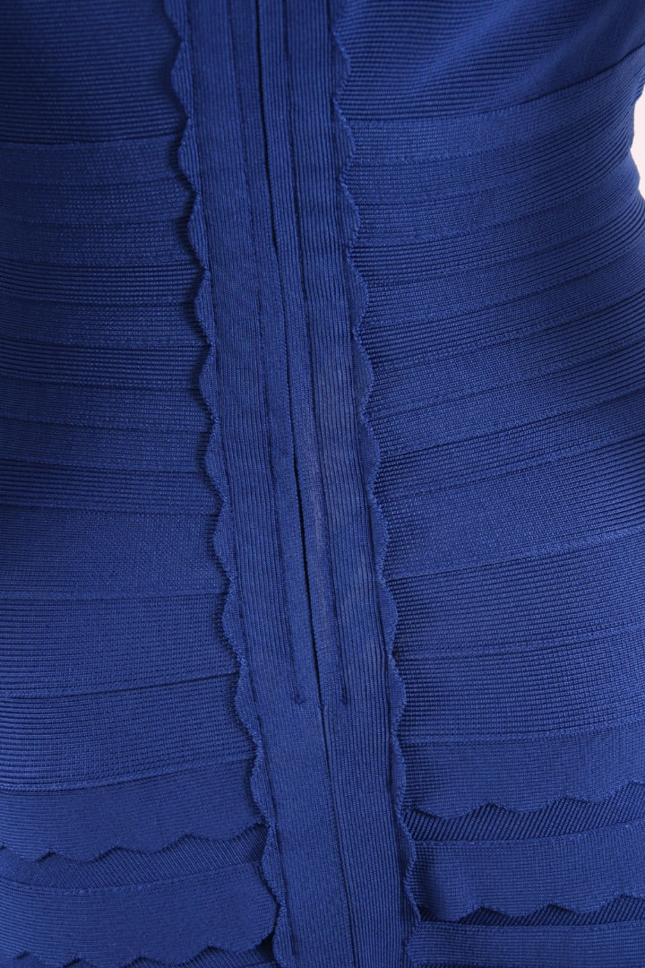 Herve Leger S/S Fit & Flare Bandage Dress Blue S