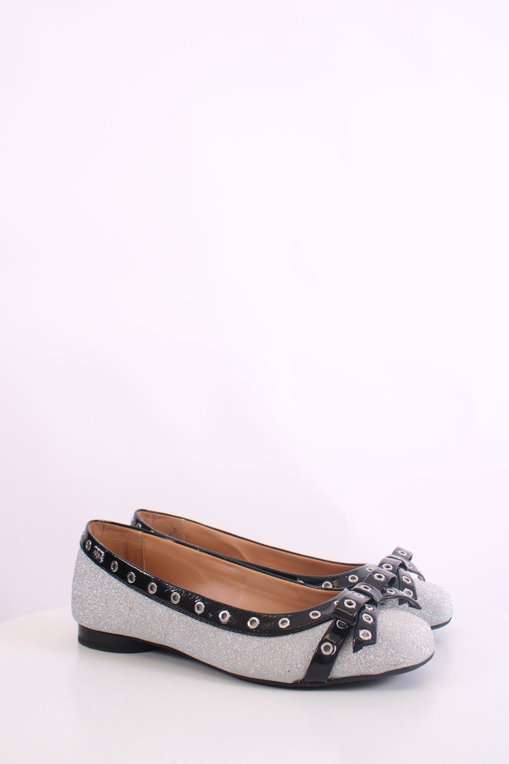 Ganni Glitter Ballet Flats Silver/ Black 38