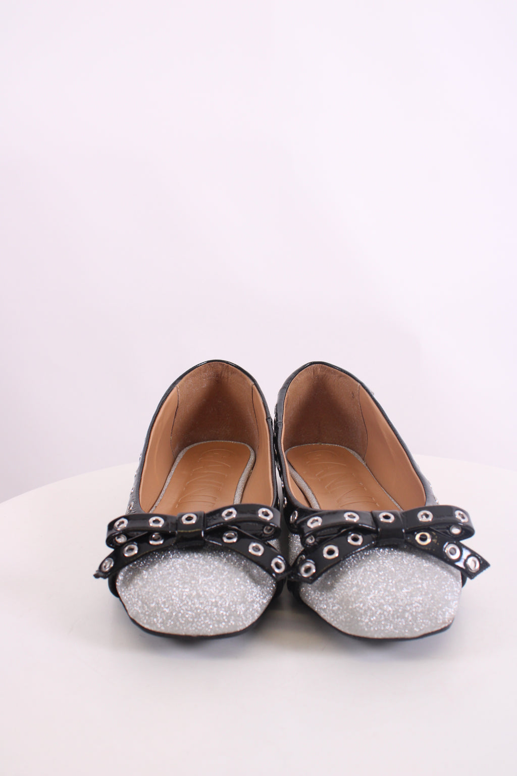 Ganni Glitter Ballet Flats Silver/ Black 38