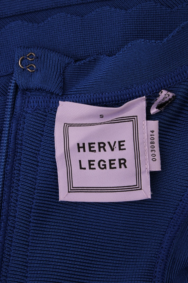 Herve Leger S/S Fit & Flare Bandage Dress Blue S