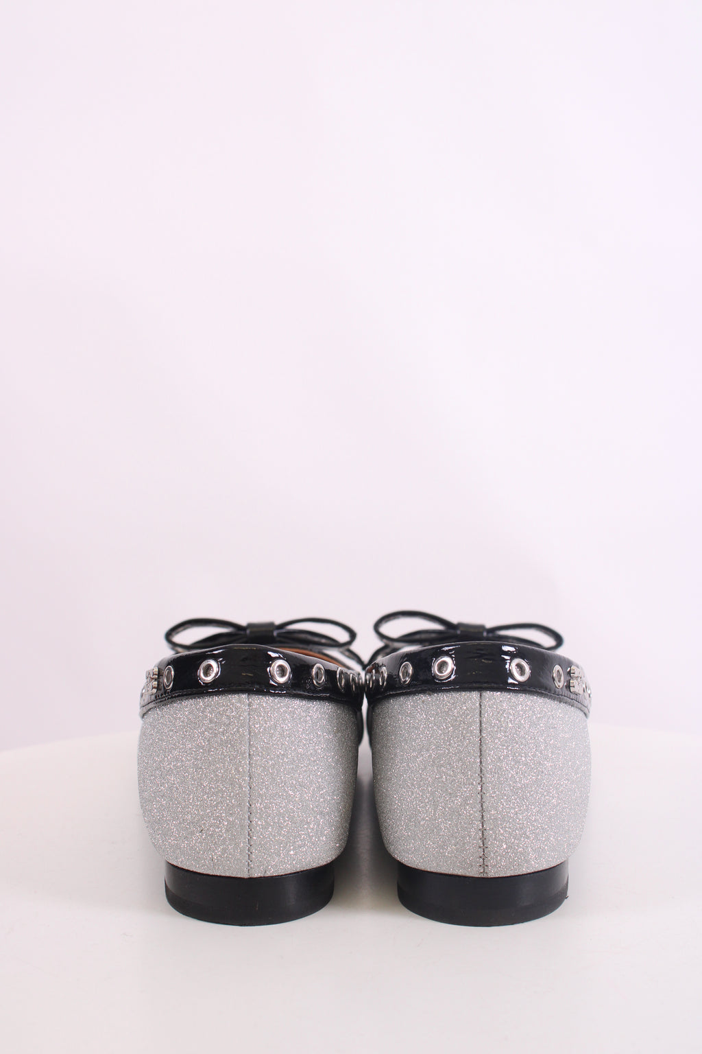 Ganni Glitter Ballet Flats Silver/ Black 38