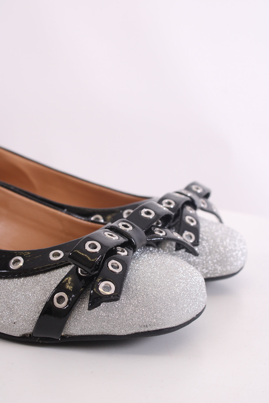 Ganni Glitter Ballet Flats Silver/ Black 38