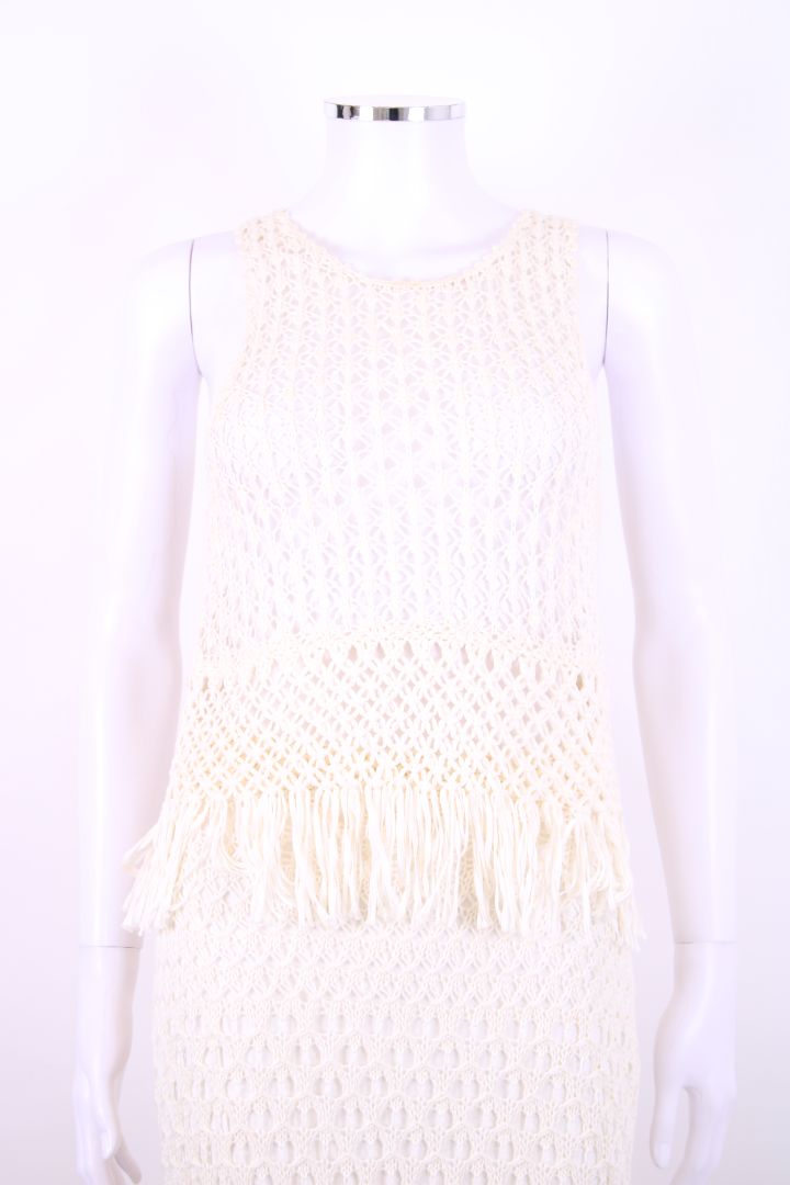 Polo Ralph Lauren S/S Crochet Fringe Skirt Co-Ord White S