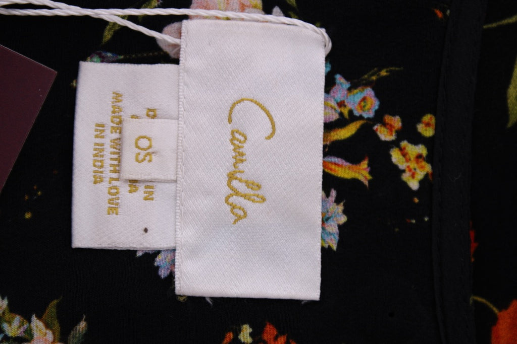 Camilla L/S Floral Blouse Black/ Orange O/S