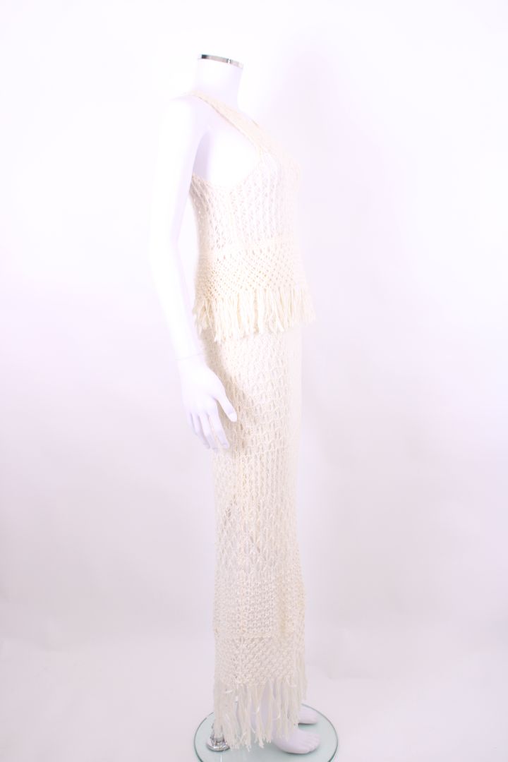 Polo Ralph Lauren S/S Crochet Fringe Skirt Co-Ord White S