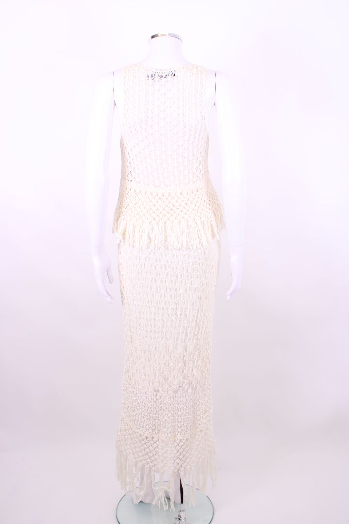 Polo Ralph Lauren S/S Crochet Fringe Skirt Co-Ord White S