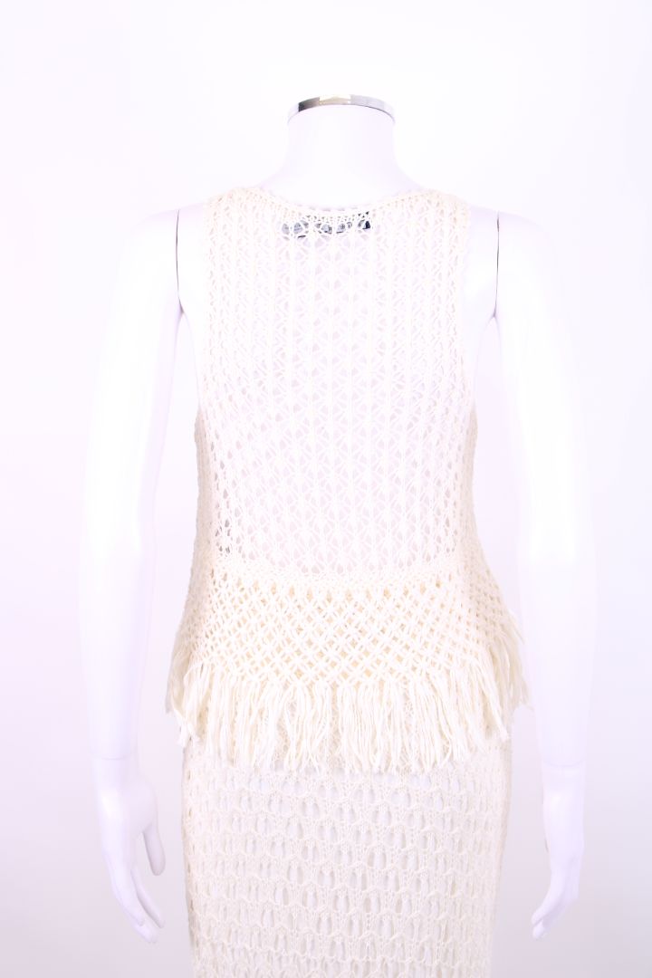 Polo Ralph Lauren S/S Crochet Fringe Skirt Co-Ord White S