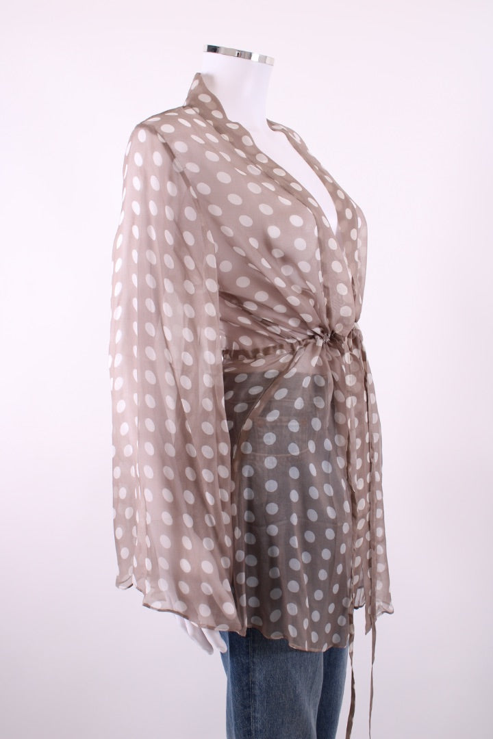 Alexandra Miro L/S Sheer Polka Dot Blouse Grey/ White M
