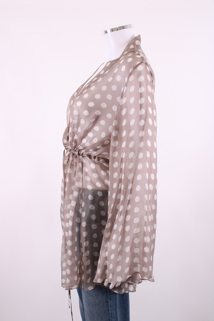 Alexandra Miro L/S Sheer Polka Dot Blouse Grey/ White M