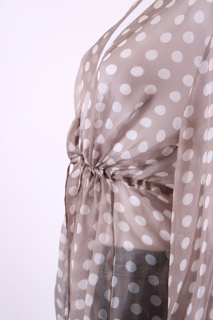 Alexandra Miro L/S Sheer Polka Dot Blouse Grey/ White M
