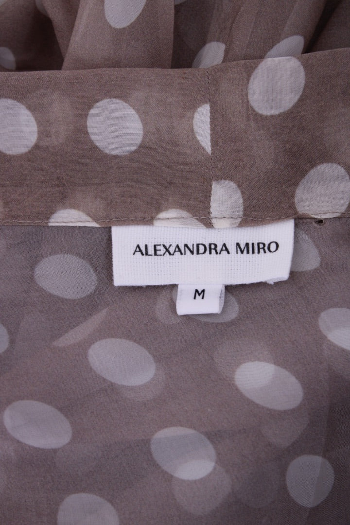 Alexandra Miro L/S Sheer Polka Dot Blouse Grey/ White M