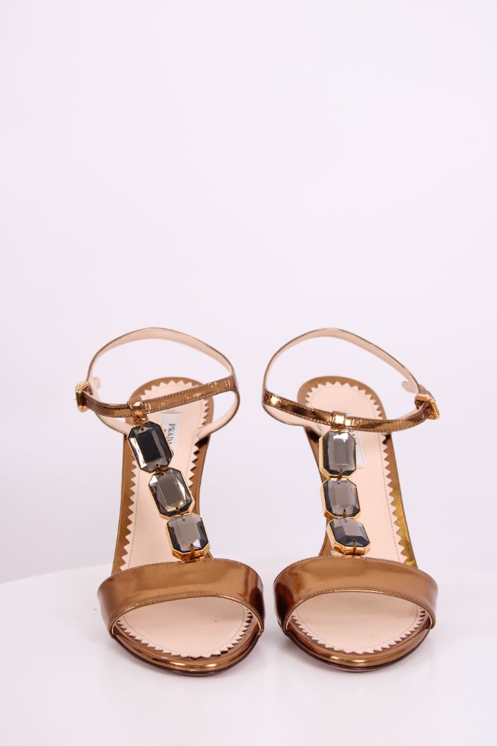 Prada Heels with stone gold 5