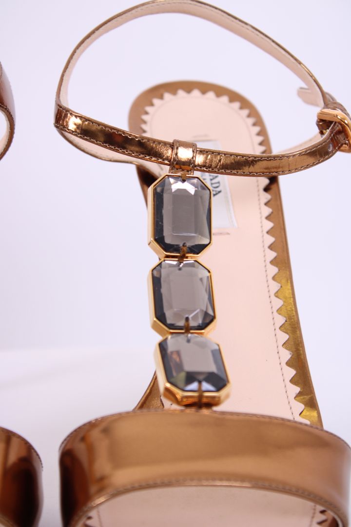 Prada Heels with stone gold 5