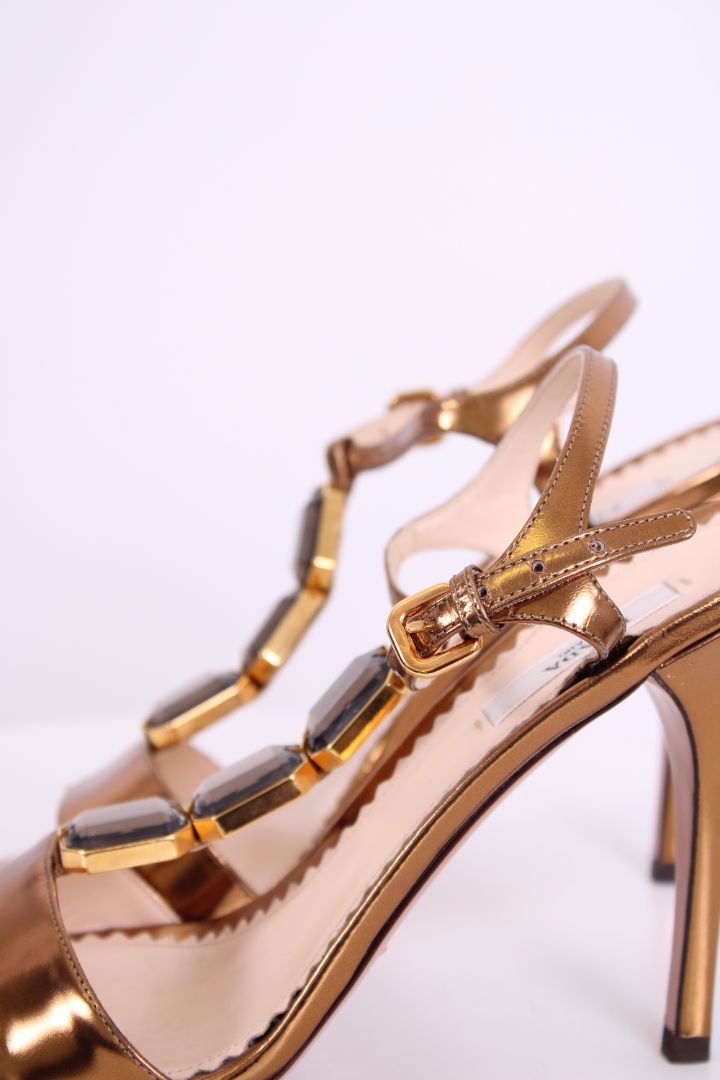 Prada Heels with stone gold 5