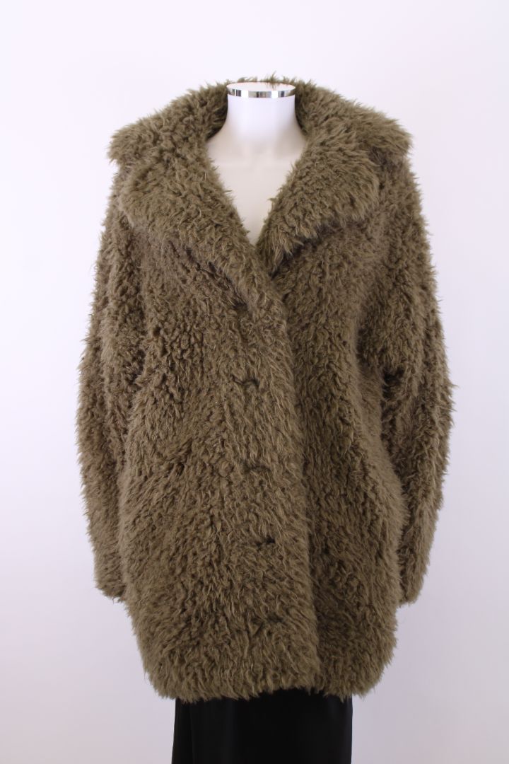 Kenzo Faux Fur Coat Khaki M