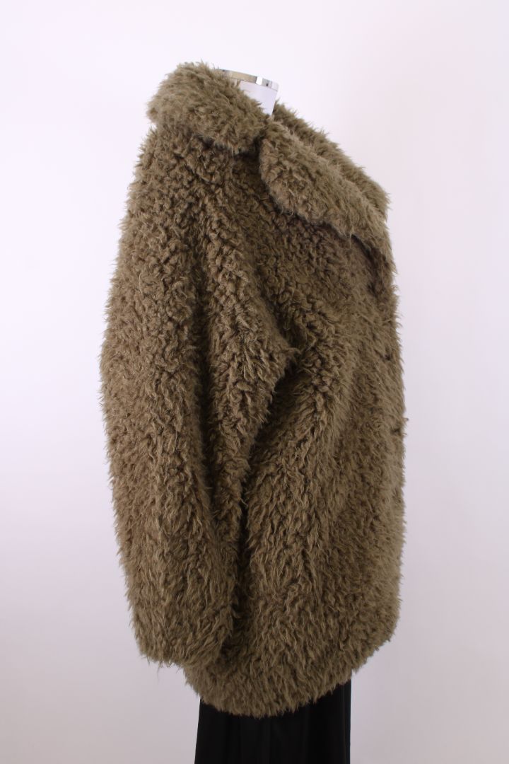 Kenzo Faux Fur Coat Khaki M