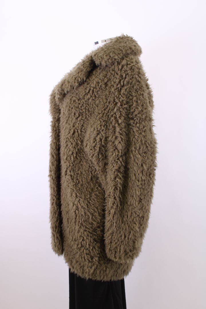 Kenzo Faux Fur Coat Khaki M