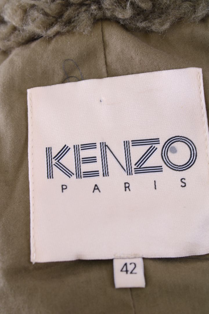 Kenzo Faux Fur Coat Khaki M