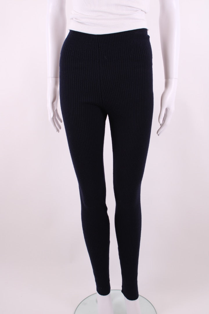 Jil Sander Rib Knit Zip Ankle Leggings Navy XS