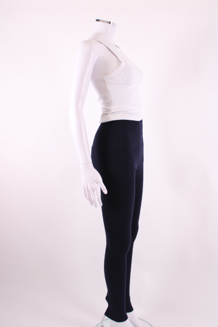 Jil Sander Rib Knit Zip Ankle Leggings Navy XS