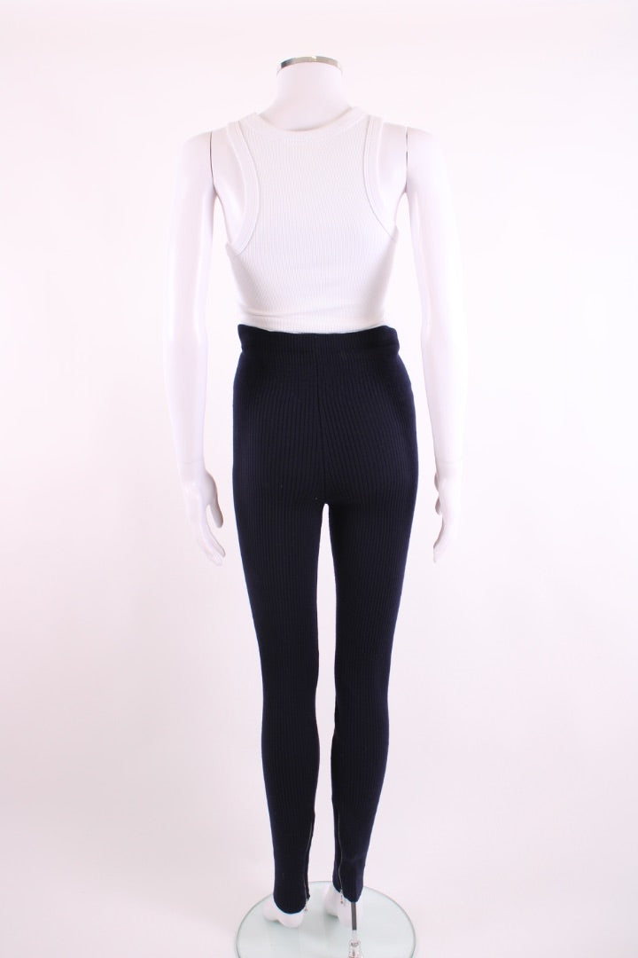 Jil Sander Rib Knit Zip Ankle Leggings Navy XS