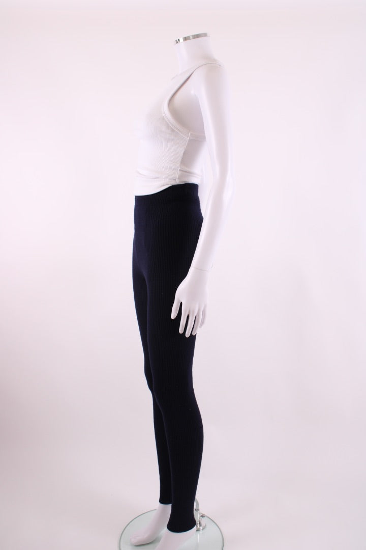 Jil Sander Rib Knit Zip Ankle Leggings Navy XS