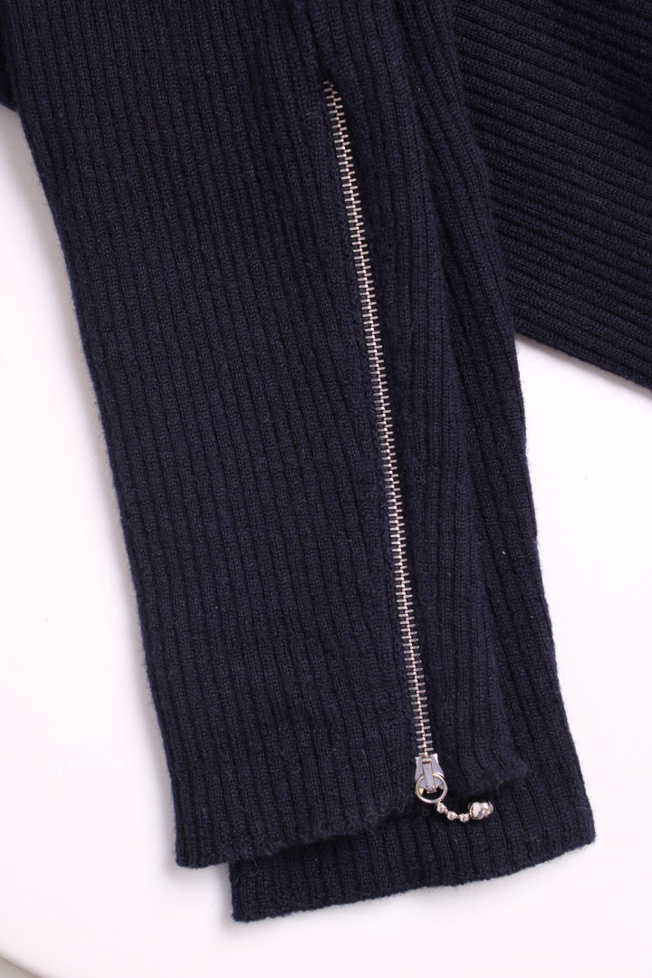 Jil Sander Rib Knit Zip Ankle Leggings Navy XS