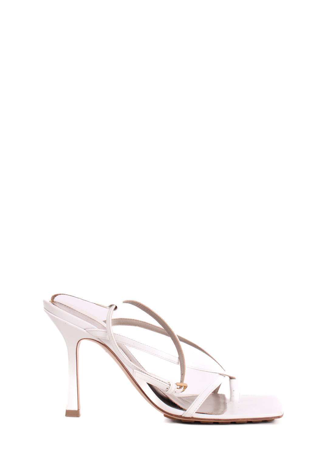 Bottega Veneta Strappy Square Toe Heels White 37