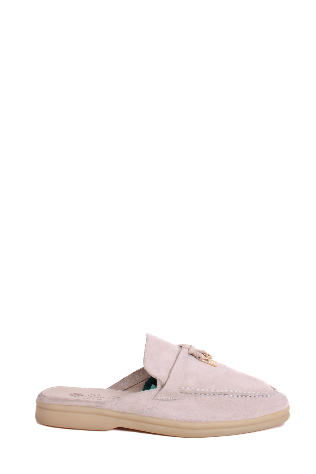 Loro Piana Babouche Charms Suede Mules Beige 37