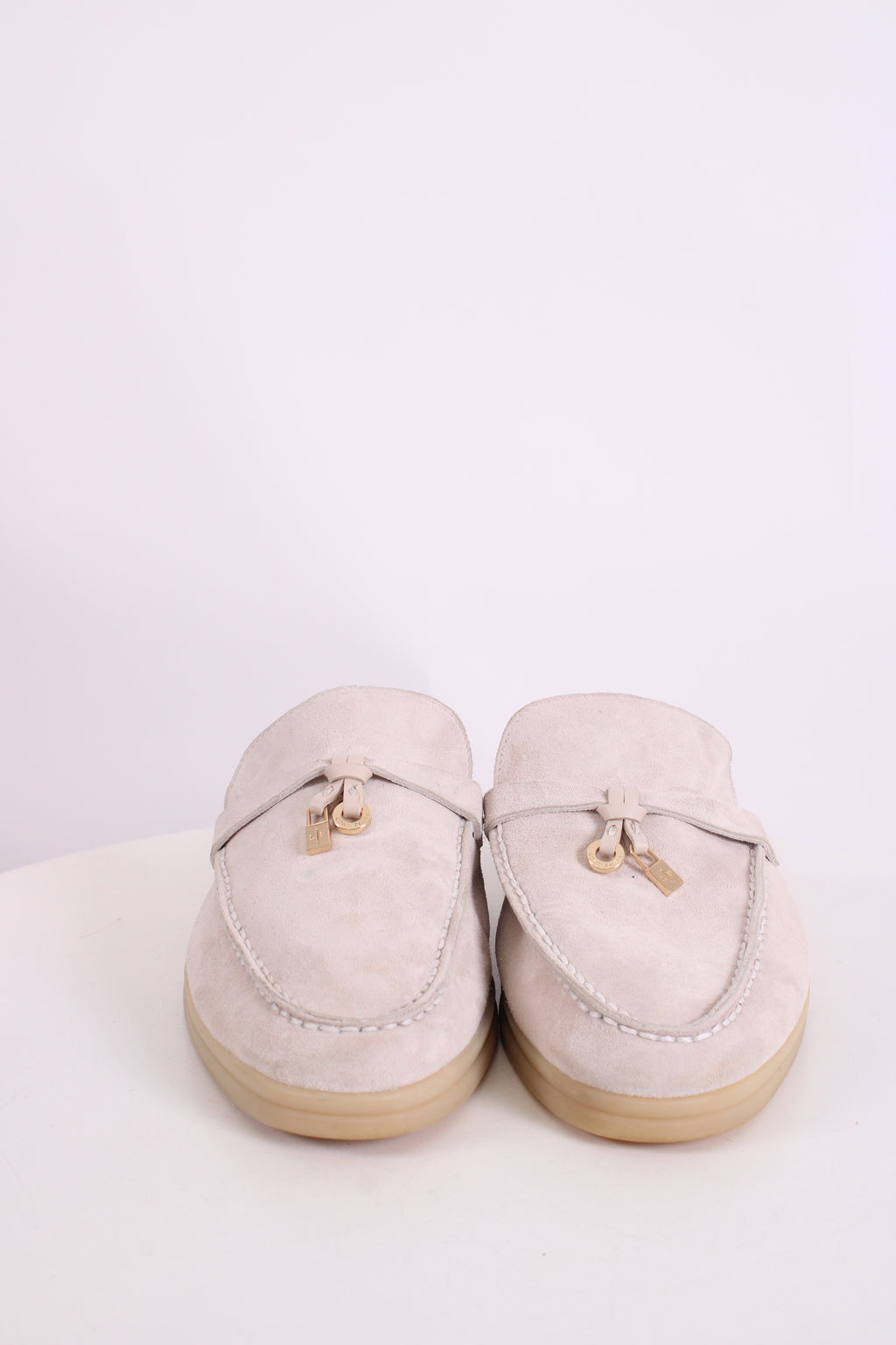 Loro Piana Babouche Charms Suede Mules Beige 37